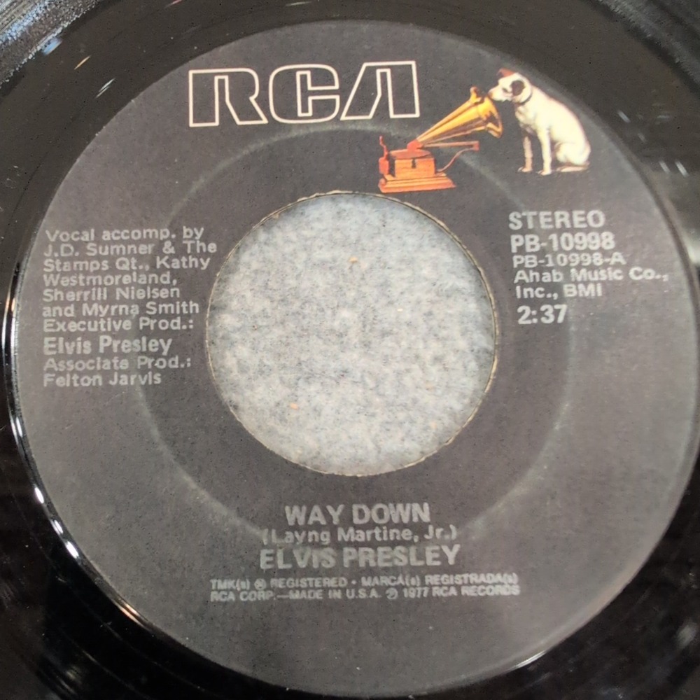 Elvis‎ Presley Way Down Pledging My Love 45 RPM Vinyl Single RCA PB-10998 1977 - Picture 2 of 4